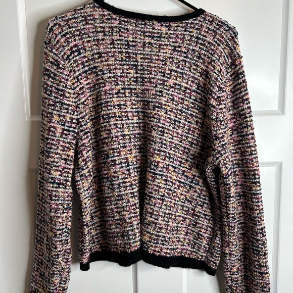 Talbots Colorful Tweed Cardigan with Black Trim - Picture 10 of 10